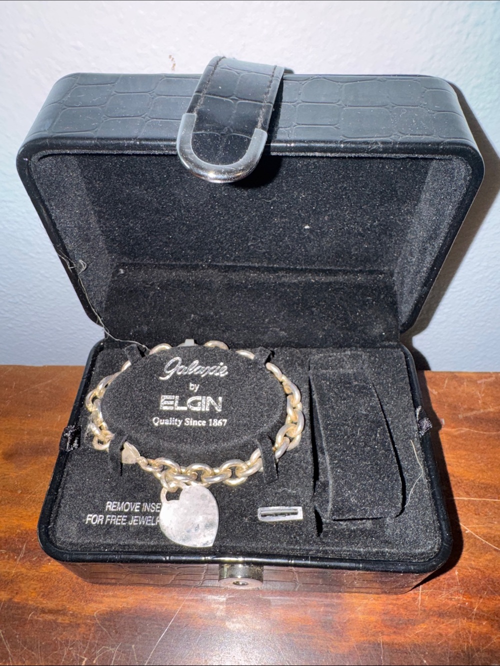 Vintage Galaxie by ELGIN Jewelry Presentation Box with Metal Charm Bracelet